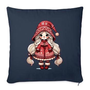 Lutin de Noël festif dans le style scandinave - Housse de coussin décorative 45 x 45 cm - bleu marine - Devant