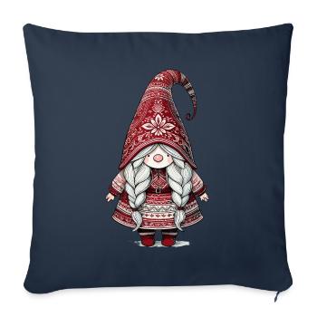 Mignon lutin de Noël dans le style scandinave - Housse de coussin décorative 45 x 45 cm - bleu marine - Devant