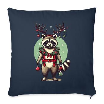 Cute raccoon with reindeer antlers - Sofa pillowcase 17,3'' x 17,3'' (45 x 45 cm) - navy - Front