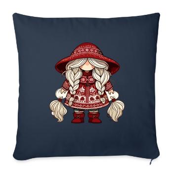 Gnomin de Noël dans le style scandinave - Housse de coussin décorative 45 x 45 cm - bleu marine - Devant