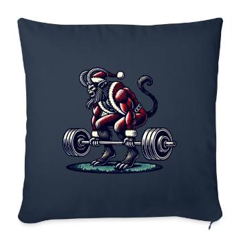 Noël Krampus Bodybuilder Entraînement musculaire - Housse de coussin décorative 45 x 45 cm - bleu marine - Devant