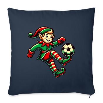 Elfe de Noël Joueur de football Noël Football - Housse de coussin décorative 45 x 45 cm - bleu marine - Devant
