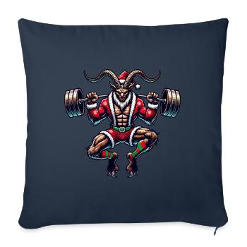 Noël Krampus Bodybuilder Entraînement musculaire - Housse de coussin décorative 45 x 45 cm - bleu marine - Devant