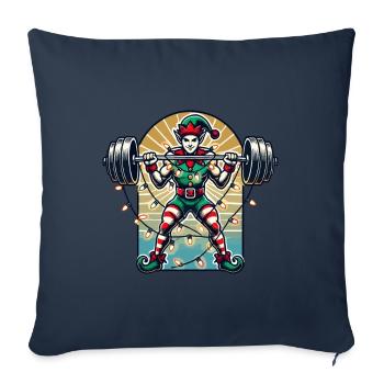 Weihnachtlicher Gym Elf Mit Hanteltraining - Sofakissenbezug 45 x 45 cm - Navy - Vorne