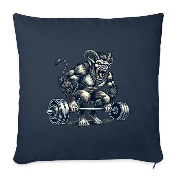 Krampus Bodybuilder Entraînement musculaire Entraînement d’hiver - Housse de coussin décorative 45 x 45 cm - bleu marine - Devant