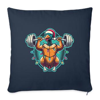 Drôle Noël Oie Musculation Noël - Housse de coussin décorative 45 x 45 cm - bleu marine - Devant