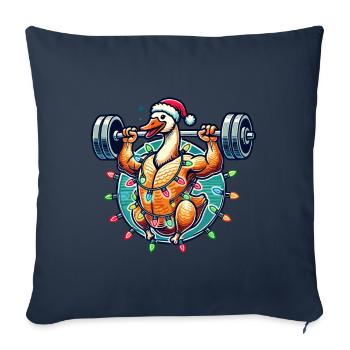 Drôle de Noël Oie Musculation Construction de masse - Housse de coussin décorative 45 x 45 cm - bleu marine - Devant