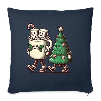 Joyeux Noël Style Rétro - Housse de coussin décorative 45 x 45 cm - bleu marine - Devant
