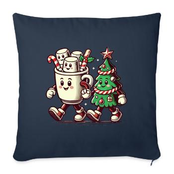 Fröhliche Weihnachten Retro Stil Vintage - Sofakissenbezug 45 x 45 cm - Navy - Vorne