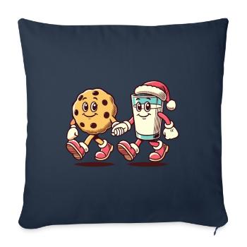 Biscuits et lait Amis de Noël - Housse de coussin décorative 45 x 45 cm - bleu marine - Devant