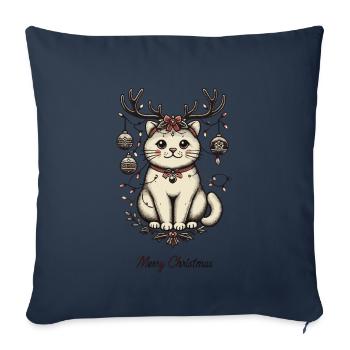 Joyeux Noël Amis Chats - Housse de coussin décorative 45 x 45 cm - bleu marine - Devant