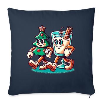 Joyeux Noël Style Rétro - Housse de coussin décorative 45 x 45 cm - bleu marine - Devant