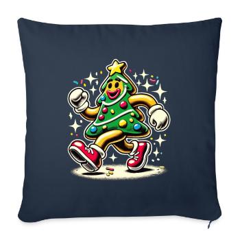 Sapin de Noël drôle dans le style bande dessinée - Housse de coussin décorative 45 x 45 cm - bleu marine - Devant