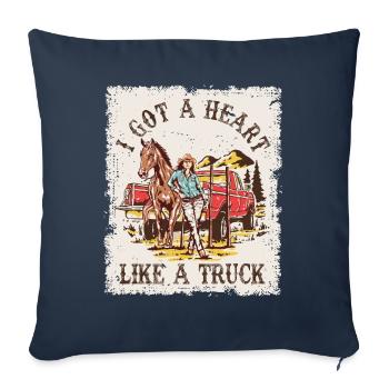Ich habe ein Herz wie ein Truck - Sofakissenbezug 45 x 45 cm - Navy - Vorne
