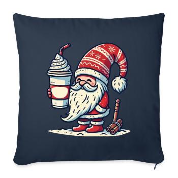Amateur de café de Noël Gnome Gnome Gnome - Housse de coussin décorative 45 x 45 cm - bleu marine - Devant