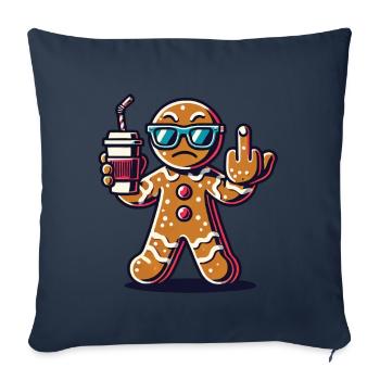 Weihnachtlicher Lebkuchenmann Mit Mittelfinger - Sofakissenbezug 45 x 45 cm - Navy - Vorne