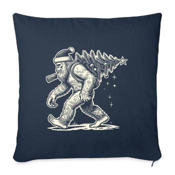 Bigfoot de Noël avec arbre de Noël - Housse de coussin décorative 45 x 45 cm - bleu marine - Devant