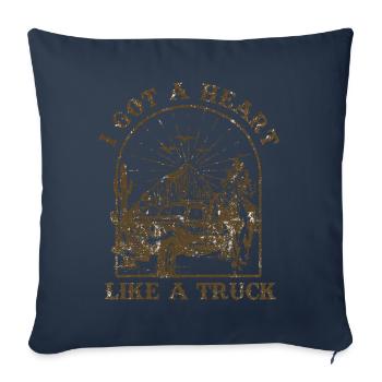 Ich habe ein Herz wie ein Truck - Sofakissenbezug 45 x 45 cm - Navy - Vorne