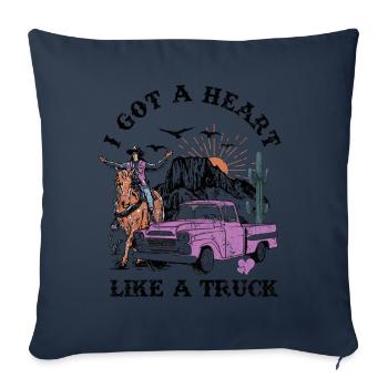 Ich habe ein Herz wie ein Truck - Sofakissenbezug 45 x 45 cm - Navy - Vorne