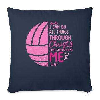 Je peux tout faire grâce au volleyball - Housse de coussin décorative 45 x 45 cm - bleu marine - Devant