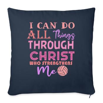 Je peux tout faire grâce au volleyball - Housse de coussin décorative 45 x 45 cm - bleu marine - Devant