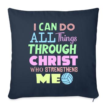 Je peux tout faire grâce au volleyball - Housse de coussin décorative 45 x 45 cm - bleu marine - Devant