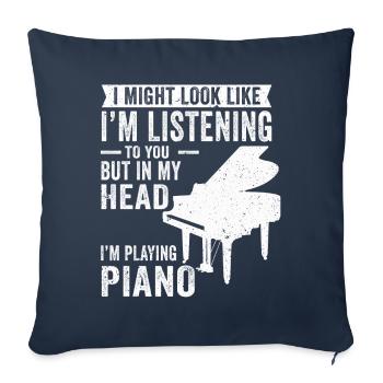J’ai peut-être l’air d’écouter du piano - Housse de coussin décorative 45 x 45 cm - bleu marine - Devant