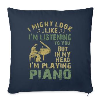 J’ai peut-être l’air d’écouter du piano - Housse de coussin décorative 45 x 45 cm - bleu marine - Devant