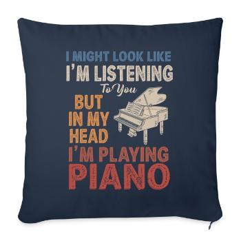 J’ai peut-être l’air d’écouter du piano - Housse de coussin décorative 45 x 45 cm - bleu marine - Devant
