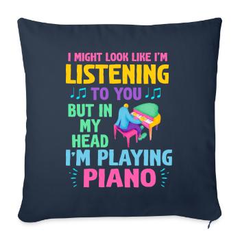 J’ai peut-être l’air d’écouter du piano - Housse de coussin décorative 45 x 45 cm - bleu marine - Devant