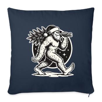 Bigfoot de Noël avec arbre de Noël - Housse de coussin décorative 45 x 45 cm - bleu marine - Devant