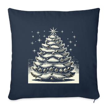 Noël Nostalgique Arbre de Noël Magie - Housse de coussin décorative 45 x 45 cm - bleu marine - Devant