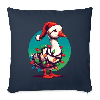 gNoël drôle oie maladroite - Housse de coussin décorative 45 x 45 cm - bleu marine - Devant