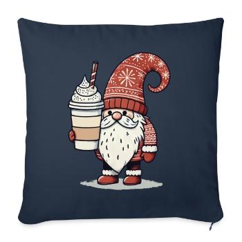 Christmas gnome with coffee gnome - Sofa pillowcase 17,3'' x 17,3'' (45 x 45 cm) - navy - Front