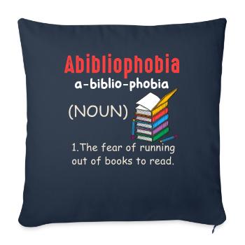 Abibliophobia Bookworm Livres de lecture - Housse de coussin décorative 45 x 45 cm - bleu marine - Devant