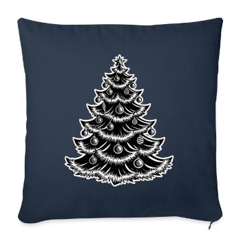 Sapin de Noël avec des boules de Noël - Housse de coussin décorative 45 x 45 cm - bleu marine - Devant