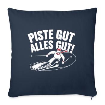 Piste gut, alles gut – Lustiges Ski - Sofakissenbezug 45 x 45 cm - Navy - Vorne