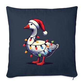 Oie de Noël drôle et maladroite - Housse de coussin décorative 45 x 45 cm - bleu marine - Devant