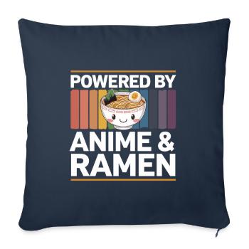 Propulsé par Anime & Ramen – Funny Otaku Design - Housse de coussin décorative 45 x 45 cm - bleu marine - Devant