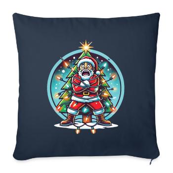 Amusement de l’électrocution de Noël avec le Père Noël - Housse de coussin décorative 45 x 45 cm - bleu marine - Devant