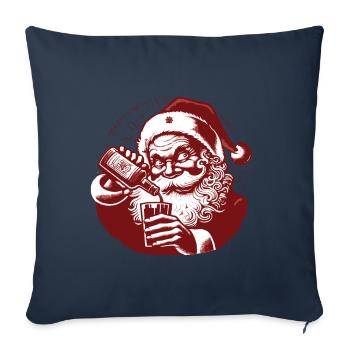 Le Père Noël aime l’alcool Humour de Noël - Housse de coussin décorative 45 x 45 cm - bleu marine - Devant