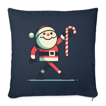 lustiHappy Santa avec canne à sucre - Housse de coussin décorative 45 x 45 cm - bleu marine - Devant