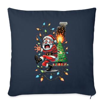 Père Noël Électrocution Chaos Désastre - Housse de coussin décorative 45 x 45 cm - bleu marine - Devant
