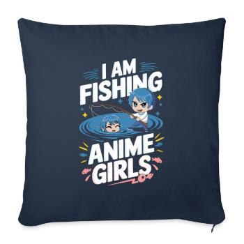 Je pêche les filles d’anime - Housse de coussin décorative 45 x 45 cm - bleu marine - Devant