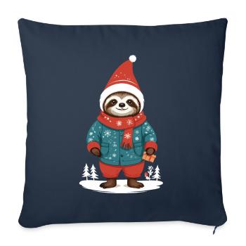 Gemütlicher Weihnachtsfaultier Winter Design - Sofakissenbezug 45 x 45 cm - Navy - Vorne