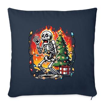 Noël Chaos Squelette Drôle - Housse de coussin décorative 45 x 45 cm - bleu marine - Devant