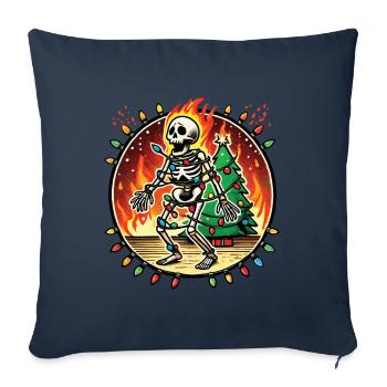 Squelette de Noël enflammé Accident de vacances - Housse de coussin décorative 45 x 45 cm - bleu marine - Devant