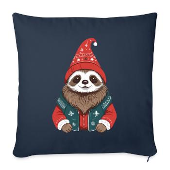 Mignon douillet paresseux de Noël - Housse de coussin décorative 45 x 45 cm - bleu marine - Devant
