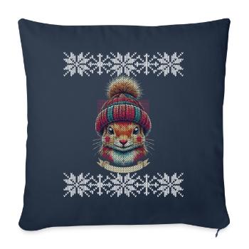 Écureuil d’hiver avec casquette - Housse de coussin décorative 45 x 45 cm - bleu marine - Devant