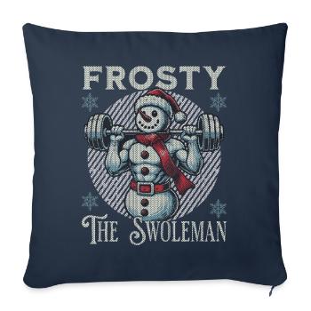 Frosty The Muscle Man Bonhomme de neige Fitness - Housse de coussin décorative 45 x 45 cm - bleu marine - Devant
